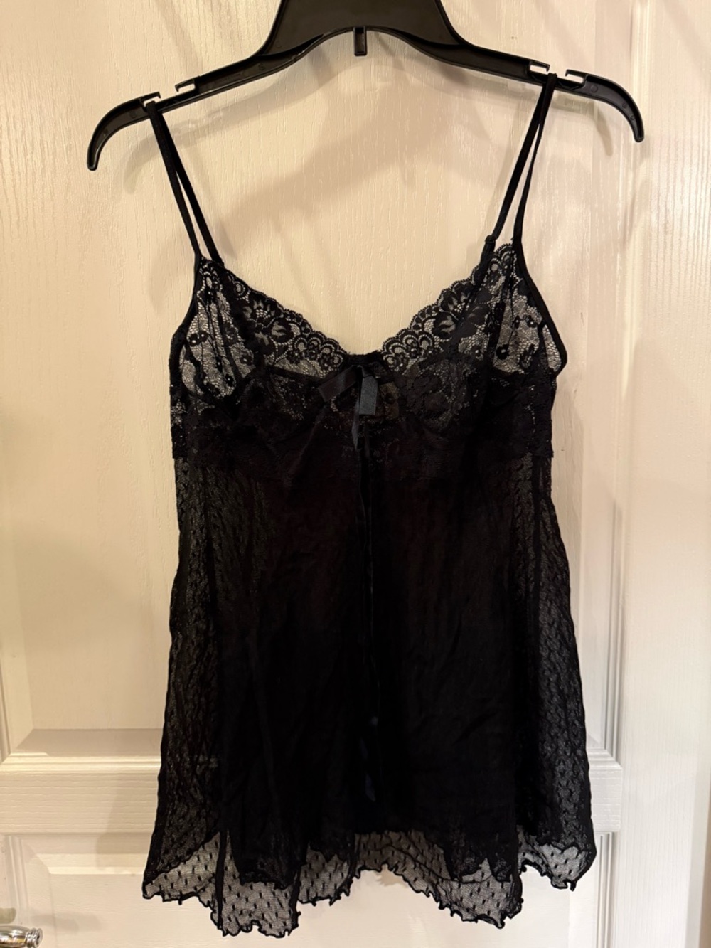 Vintage Warners Black Lace Satin-Trim Chemise for Women